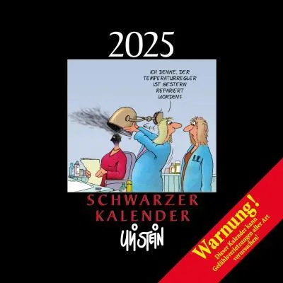 Produktbild von Uli Stein Schwarzer Kalender 2025: Monatskalender für die Wand