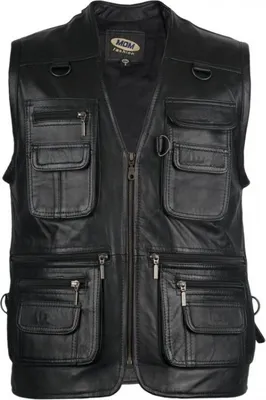 Produktbild von Jagd Lederweste, Anglerweste, Lamm Leder, Fischer Weste, Bikerweste(XL)