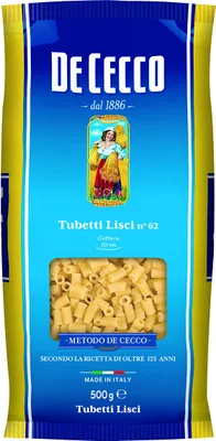 Produktbild von Pasta De Cecco 100% Italienisch Tubetti Lisci n. 62 Nudeln 500g