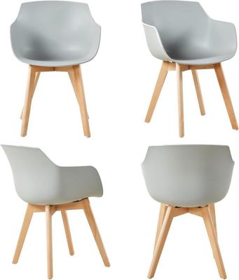 HJ_WeDoo 4er Set Sessel Skandinavisch Wohnzimmerstuhl Modern Esszimmerstühle mit solide Buchenholz Bein, Grau