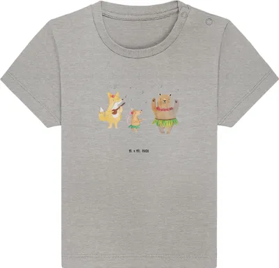Produktbild von Mr. & Mrs. Panda Babyshirt Waldtiere Aloha 0. - 6. Monat - Heather Grey - Geschenk, Igel, Wald,  T-Shirt, Lachen, Hase, Baby, Shirt, Musik, Organic, Lustige Sprüche
