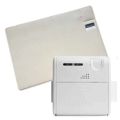 Productafbeelding van Telemat sensorsmat inclusief HelpLine. Mini draadloze ontvanger: Draadloze alarmsmat voor senioren met valrisico of het risico om weg te lopen bij dementie. Noodknopmat, 90 cm x 60 cm. Noodmat