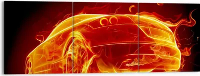 Produktbild von Bild auf Leinwand - Leinwandbild - Auto Feuer Illustration - 150x50cm - Wand Bild - Wanddeko - Leinwanddruck - Bilder - Kunstdruck - Wanddekoration - Leinwand bilder - Wandkunst - CA150x50-0204