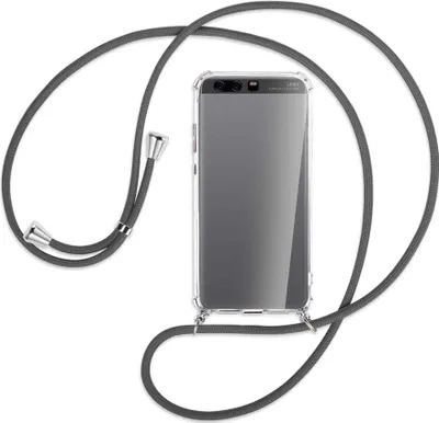 Produktbild von Handykette Backcover-Schutzhülle mit Band (Metall silberfarben) für Huawei P10 Plus - dunkelgrau
