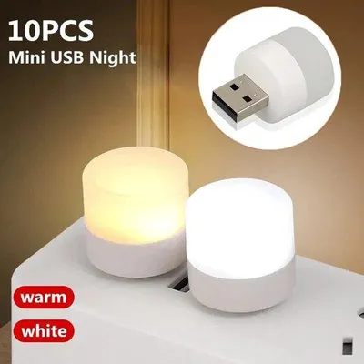 Produktbild von USB LED-Nachtlicht für Reisen, 10er Pack, Mini, Warmweiß, Weiß, Laptop, Powerbank