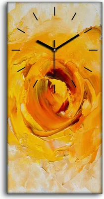 Produktbild von Wanduhr Uhr Wandbild Leinwand Geräuschlos Kunstdruck 30x60 Abstrakte Kunst Blume - schwarze Hände