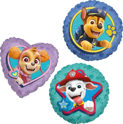 Produktbild von Paw Patrol 3er-Set Folienballons, bunt, Ø45cm, Heliumballons Helfer auf 4 Pfoten