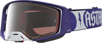Image de Casque de motocross Alpinestars Supertech Atrox, modèle miroir, bleu/blanc, taille unique
