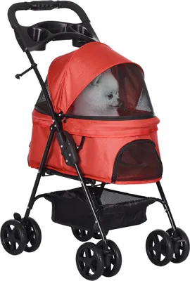 Zdjęcie produktu dla Wózek Dla Psa Składany Oxford Czerwony 67X45X96Cm Małe Psy I Koty