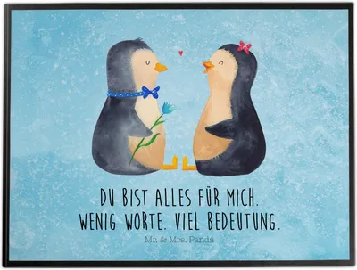 Produktbild von Mr. & Mrs. Panda schreibmatte Pinguin Pärchen - Eisblau - Geschenk, Unterlage Schreibtisch, Tischschoner, Schreibunterlage, Liebe, Pinguine, schreibtischunterlagen