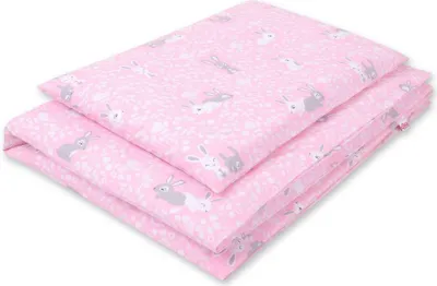 Image de parure de lit enfant 2 pièces coton 135x100 cm - lapin rose