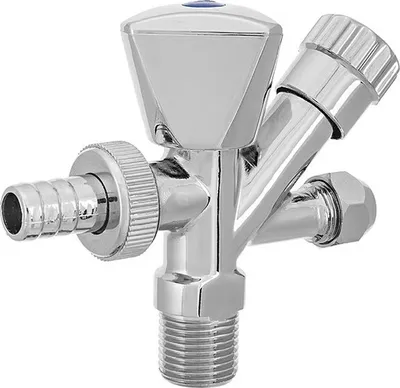 Obrázok produktu pre 1/2 x 3/4 vstupný výstup pre práčku x výstupný ventil M10 chrómovaný