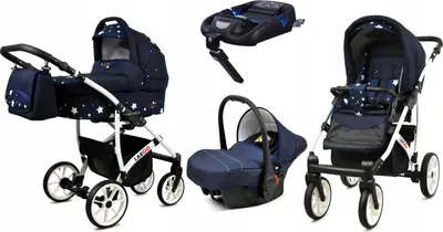 Obrázok produktu pre BabyLux® Largo | Kočík 4v1 Set | Navy Blue Star | Kombinovaný kočík | Set kočíka | Iso