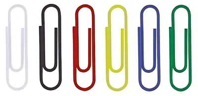 Produktbild von Briefklammern, kunststoffüberzogen, bunt gemischt, 32 mm, rund, Dose à 1000 Stück