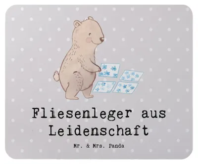 Produktbild von Mr. & Mrs. Panda Mousepad Fliesenleger Leidenschaft - Grau Pastell - Geschenk, pc mauspad, Lustig, Handwerk, mousematte, Spruch, Beruf, Mouse Pad, laptop