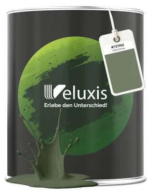 Produktbild von Wandfarbe Grün Olivgrün Matt Innenfarbe – Deckkraft Klasse 1, VOC-frei, Ohne Grundierung, Tropfarm – Wohnzimmer & Schlafzimmer – 1L – Veluxis (Olive Grove)