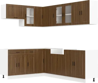 Produktbild von 11tlg. Küchenschrank-Set Porto Braun Eichen-Optik Holzwerkstoff