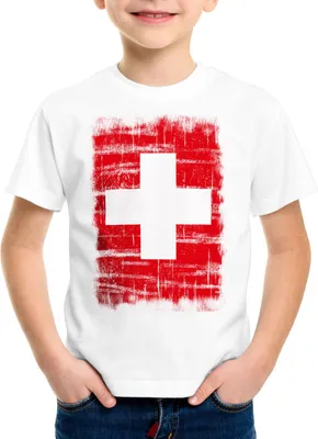 Produktbild von Schweiz Vintage Flagge Kinder T-Shirt Switzerland