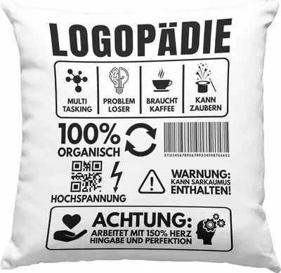 Produktbild von Trendation - Logopädin Spruch Deko-Kissen mit Füllung 40x40 Geschenk Logopädie Logopäde (Rosa)