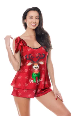 Produktbild von Festliches Damen Set mit Top und Shorts Rot Einheitsgröße (L-XL)