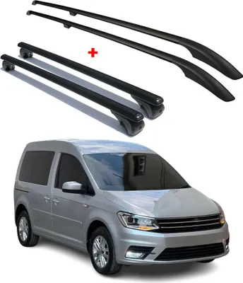 Image de Kit Barres de toit pour VW Caddy 4 2015-2020 L1 Empattement Court Alu Noir 4x