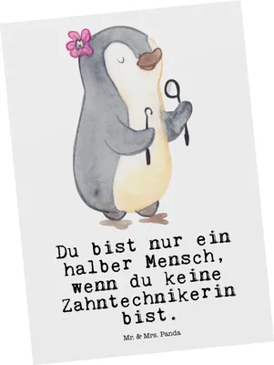 Produktbild von Mr. & Mrs. Panda Grußkarte Zahntechnikerin Herz - Weiß - Geschenk, Postkarte, Postkarten, einzelkarte, Ansichtskarte, Ansichtskarten, Fotokarte