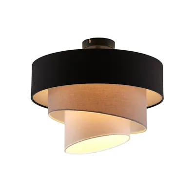 Produktbild von Lindby Deckenlampe Coria, schwarz/grau/weiß, Ø 40 cm, E27