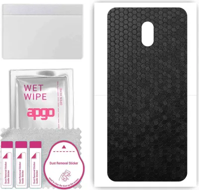 Produktbild von apgo Rückseite Schutzfolie, Skin, kompatibel mit Nokia 2.2, Hinten Displayschutzfolie aus Vinylfolie, kratzfest, einfache Montage - Schwarze Honigwabe