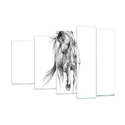 Produktbild von Bilder auf glas - 5 Teile - Pferd Galopp Tier - 150x100cm - Glasbilder - Wandbilder - Bilder - zum Aufhängen bereit - Wanddekoration aus Glas - Glas Bilder - Wandbild auf Glas - GEG150x100-5080