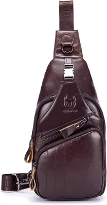 Image de Sac bandoulière en cuir pour homme, couleur marron, taille unique, idéal pour un usage quotidien