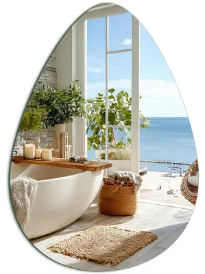 Image de Miroir mural en forme de goutte, 40x30 cm, adhésif, sans cadre