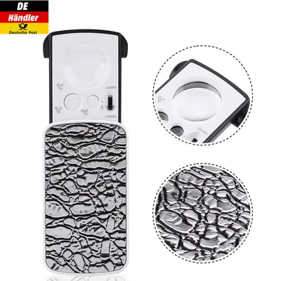 Produktbild von Taschen Lupe mit Licht LED - 30X 60X 90X - Leselupe für Senioren - Leselupe mit Licht Taschenlupe Klappbar für Schmuck, Münzen,Silber