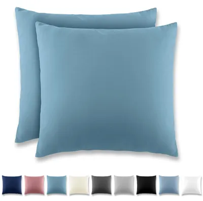 Produktbild von Kissenbezug 80 x 80 cm, 2er-Set, mit Reißverschluss – Kissenbezug aus gebürsteter Mikrofaser, waschbar bis 40 °C, aquablau