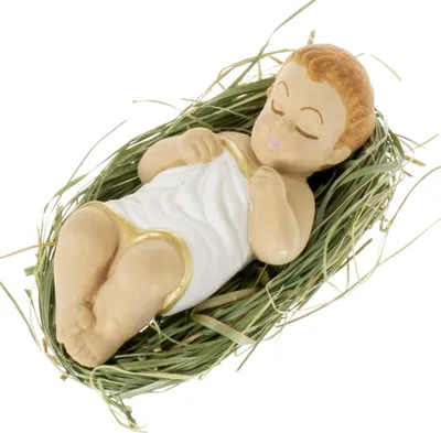 Immagine prodotto di Gesù Bambino sul fieno 10 cm - figura per culla