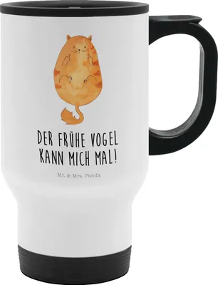 Produktbild von Mr. & Mrs. Panda Kaffeebecher To Go Katze Frühaufsteher - Weiß - Geschenk, Kaffee, Mehrwegbecher, thermosbecher, Thermobecher Für Tee, Tiger, Becher, Genervt, Katzen