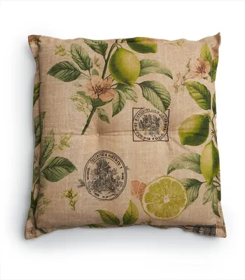 Produktbild von Hockerauflage - 50 x 50 cm - Beige - Grün - Gelb - Limettenmotive