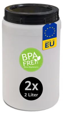 Produktbild von 2 Stück 2 Liter Vorratsdosen mit Schraubdeckel Lebensmittelecht BPA-Frei Schüttdose Frischhaltedose Für Küche Hobby Werkstatt Reis Müsli Mehl Zucker