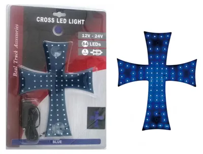 Obrázok produktu pre LED svetelný kríž, modrý, 84 LED, 12–24 V, 245 x 200 mm