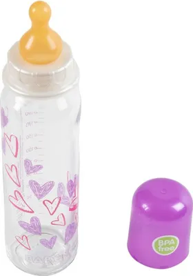 Produktbild von Poupy Glas-Babyflasche Poupy 240 ml für Neugeborene mit Naturkautschuk-Sauger und Saugerschutzdeckel.