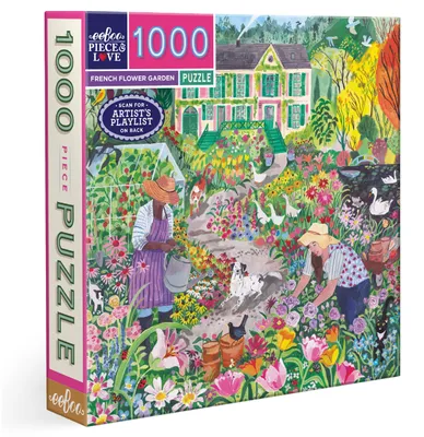 Image de Puzzle Eeboo de 1000 pièces, représentant un jardin de fleurs français, puzzle pour adultes