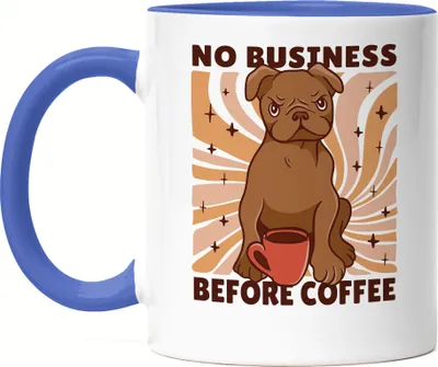 Produktbild von No Business Before Coffee Tasse Blau Kaffee Hund Kaffeeliebhaber Latte Coffeelover Morgens Frühstück Chef