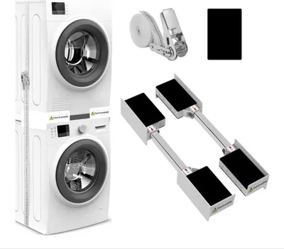 Produktbild von NIUXX Zwischenbaurahmen universal, Verbindungsrahmen für Waschmaschine und Trockner, Zwischenbausatz inkl. Zurrgurt, Einstellbare Größe(46-66cm)