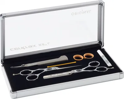 Produktbild von Friseurwerkzeug-Set Centrax Linkshänder 5,5 Zoll mit ergonomischer Schere und Ausdünnschere
