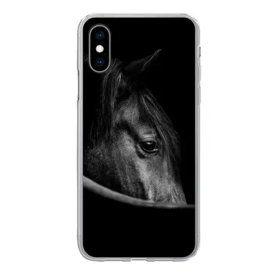 Produktbild von MuchoWow® Handyhülle Schutzhülle Hülle für iPhone X Pferde - Porträt - Schwarz - Tiere Silikon Softcase Handy Hülle - Handyhülle