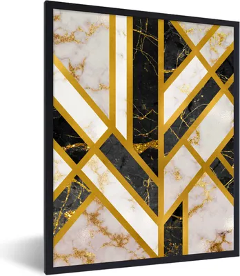 Produktbild von MuchoWow® Gerahmtes Poster Marmor - Gold - Design 30x40 cm - Poster mit Schwarzem Bilderrahmen Wandposter Rahmen Foto Bilder - Wanddeko - Kunstdrucke
