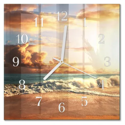 Produktbild von Tulup Glasuhr Wanduhr Küchenuhr Echt-Glas 30x30 cm Modern Dekorativ Geräuschlos Weiße Zeiger - Sandküste