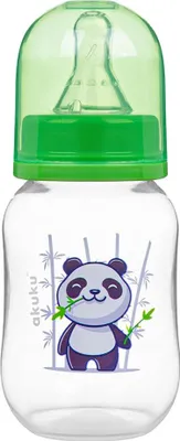 Obrázek produktu pro Kojenecká, plastová lahvička Akuku, Panda 125ml - zelená