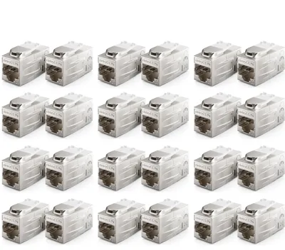 Produktbild von deleyCON CAT 7 Kupplung Keystone Metall 2x RJ45 Buchse, 24 Stück - Silber