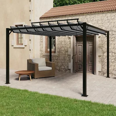 Produktbild von The Living Store Pavillon mit Lamellendach 3x3 m Anthrazit Stoff und Aluminium