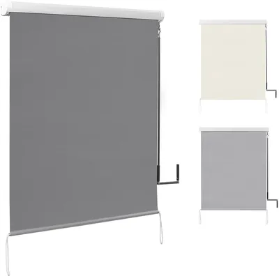 Immagine prodotto di Tende da sole verticali per balcone, con manovella e cassonetto | Grigio scuro | 140x240 cm